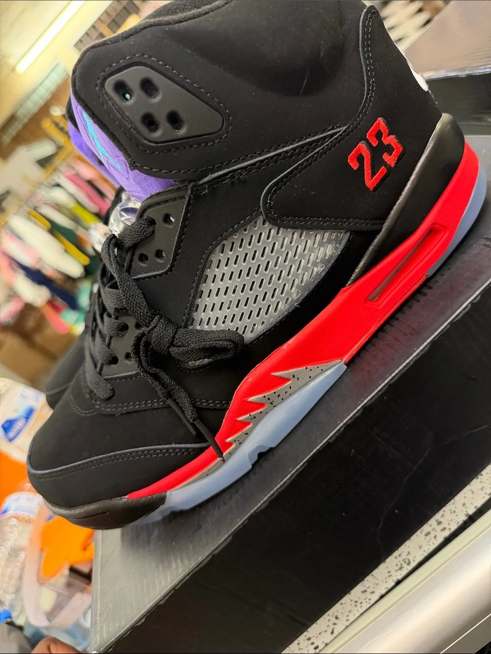 Jordan Men’s Sneakers in Black with Purple and Teal Accents